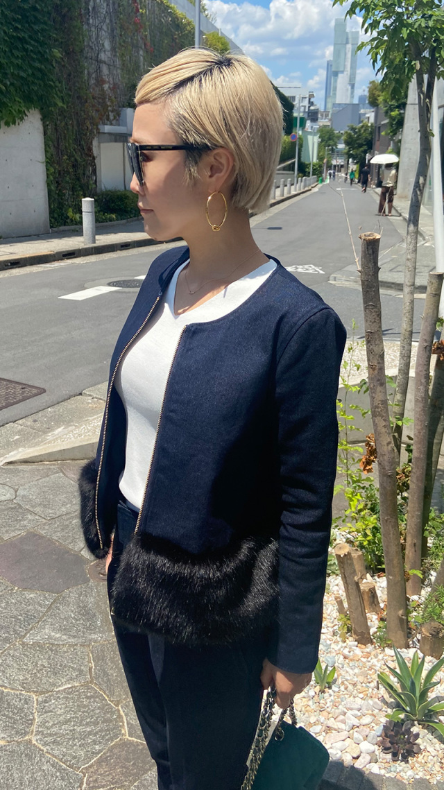 ノーカラー デニムファージャケット｜JENNE(ジェンヌ)公式通販：パリジェンヌのように凛としたファッションを