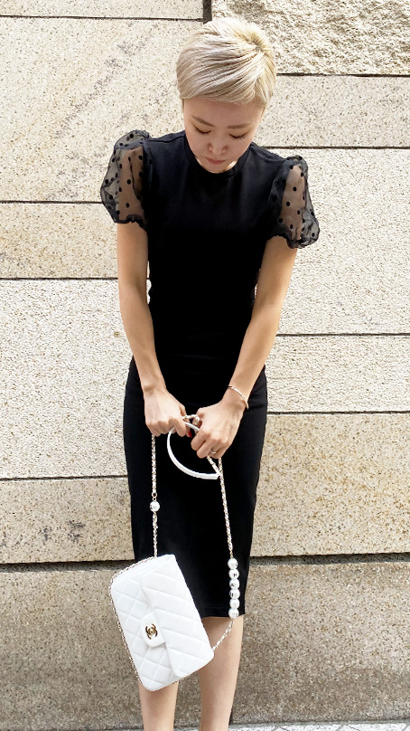 パフスリーブチュールワンピース