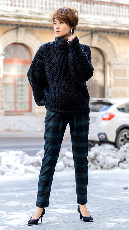 美脚チェックパンツ