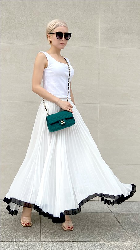 バイカラープリーツスカート