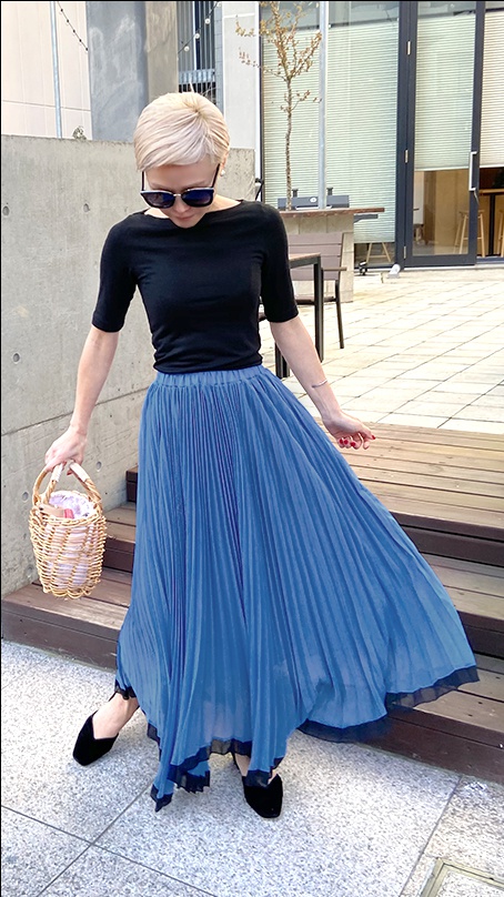 バイカラープリーツスカート