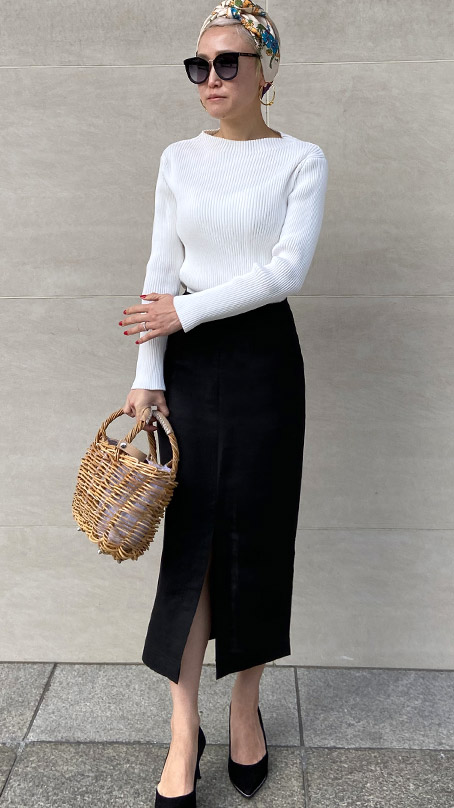 ペンシルリネンスカート