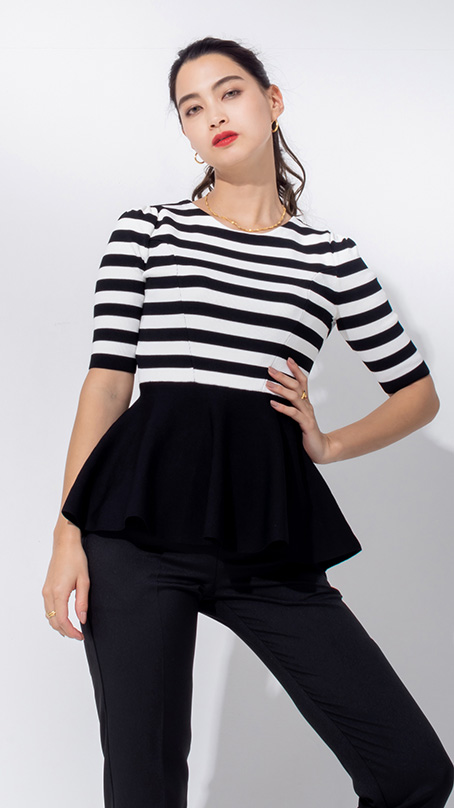 ペプラム半袖トップス