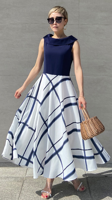 ロールカラー ビッグチェックワンピース Jenne ジェンヌ 公式通販 美しく見せてくれるお洋服ブランド