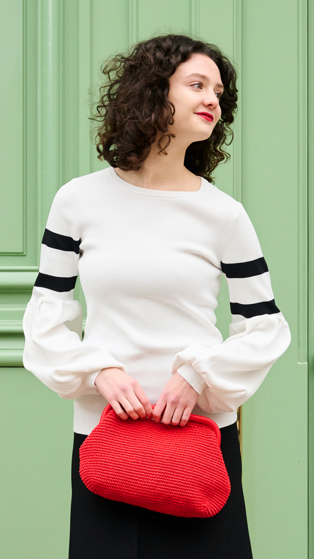 袖ボーダーラインプルオーバー