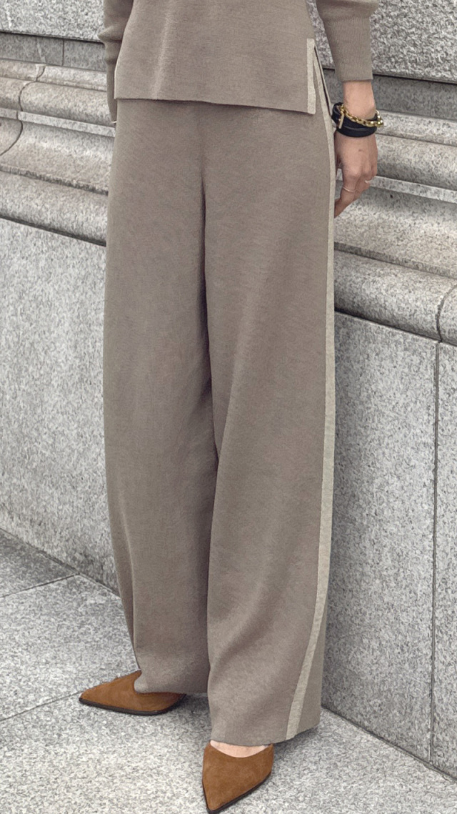 ウールサイドラインニットパンツ