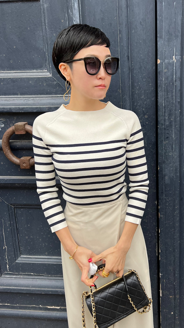 ボトルネック　JENNEボーダーニット