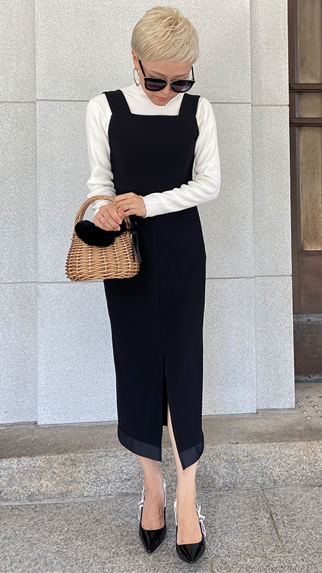 リトルブラック 裾リボンワンピース