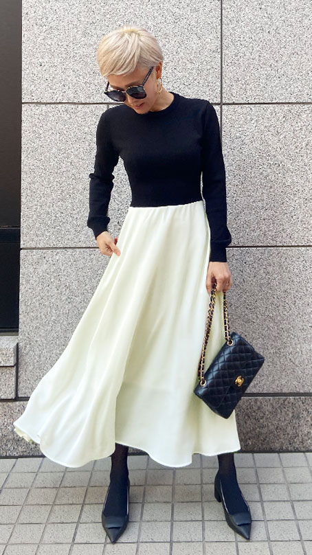 ニットドッキングバイカラーワンピース