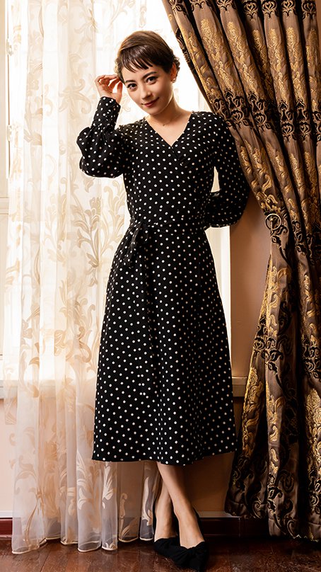 ドットカシュクールワンピース