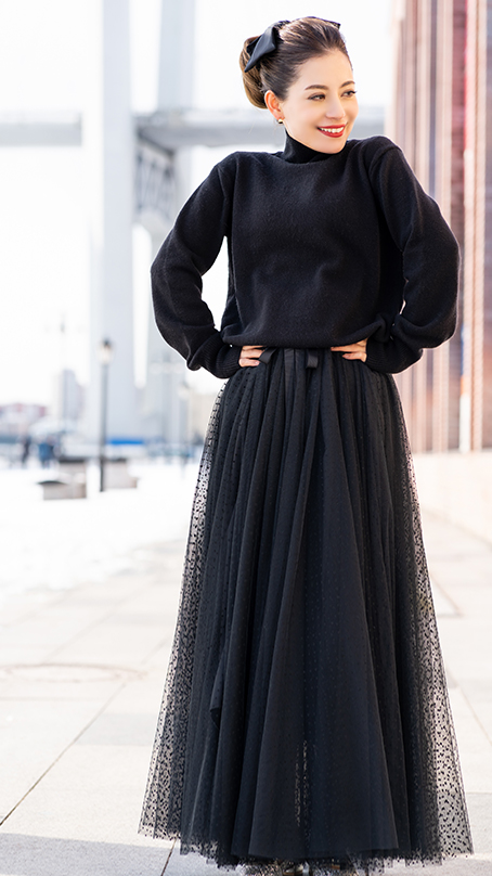 ドットチュールスカート