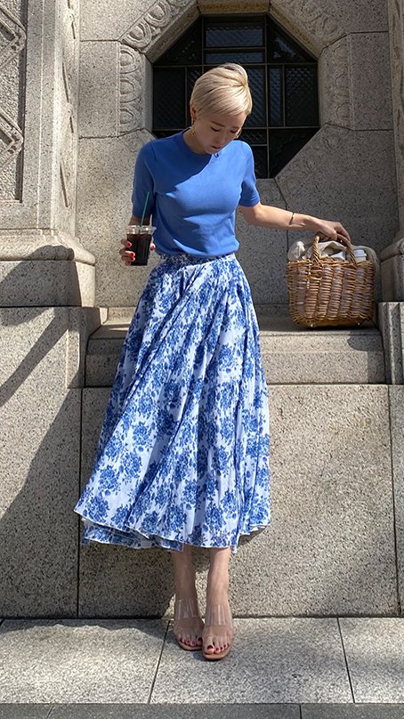 大人フレンチルックエアリースカート(ヴィンテージフラワー柄)