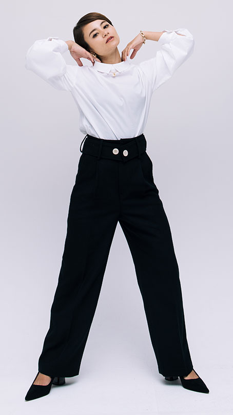 ハイウエストレトロスラックスパンツ