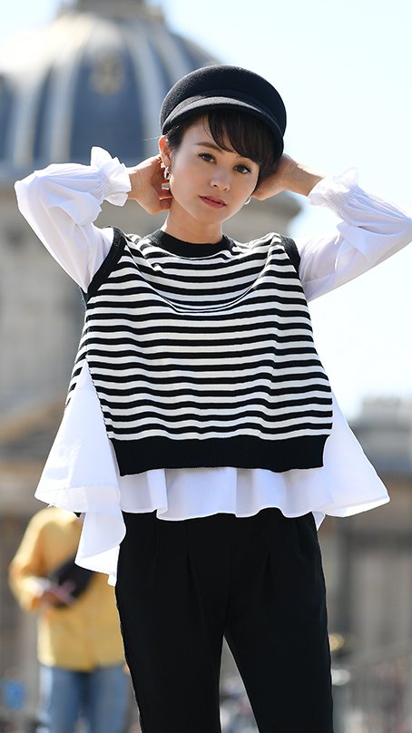 ボーダーニットシャツ