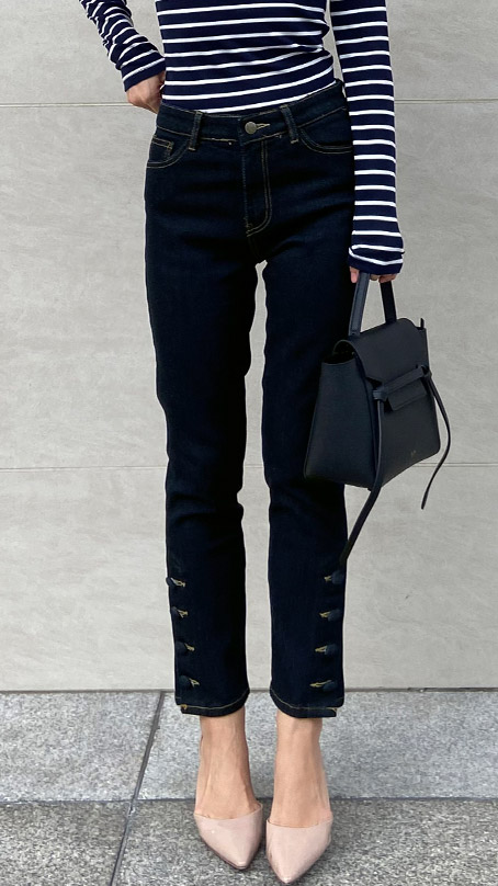 サイドボタンインディゴデニム