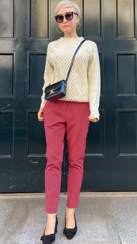 裏起毛美脚スラックスパンツ