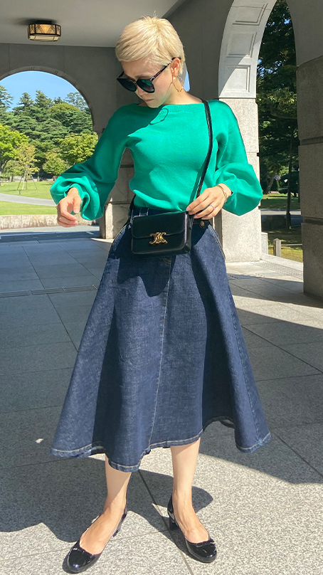 パリジェンヌフレアデニムスカート