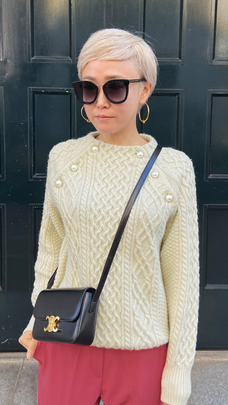 コットンパールケーブルニット