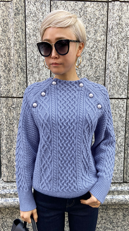 コットンパールケーブルニット