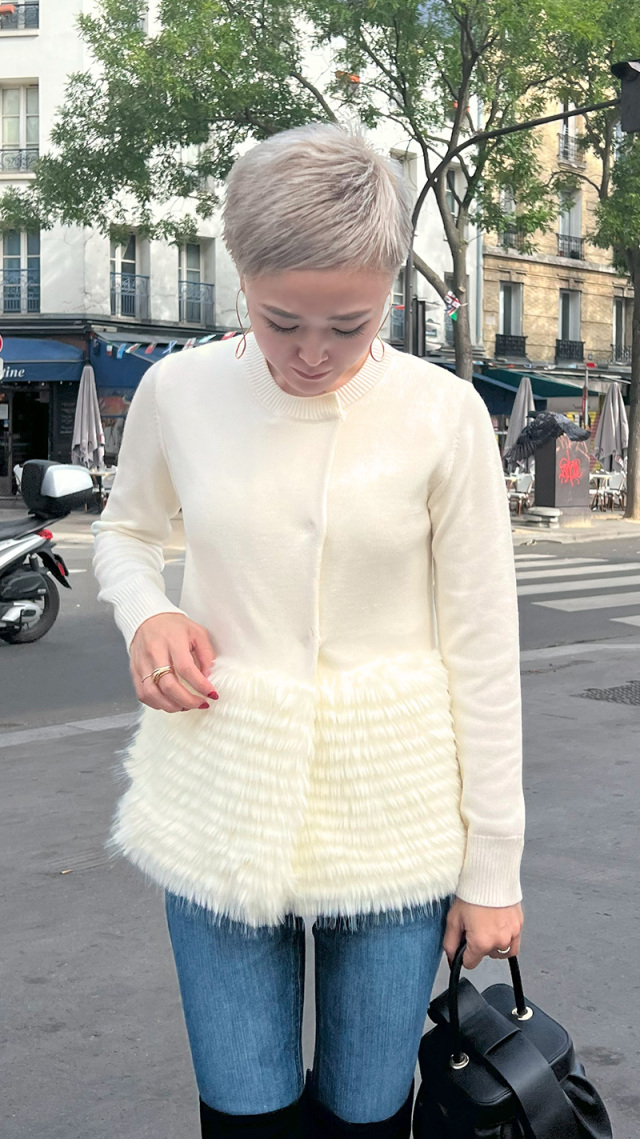 エコファーコンビ　ニットジャケット