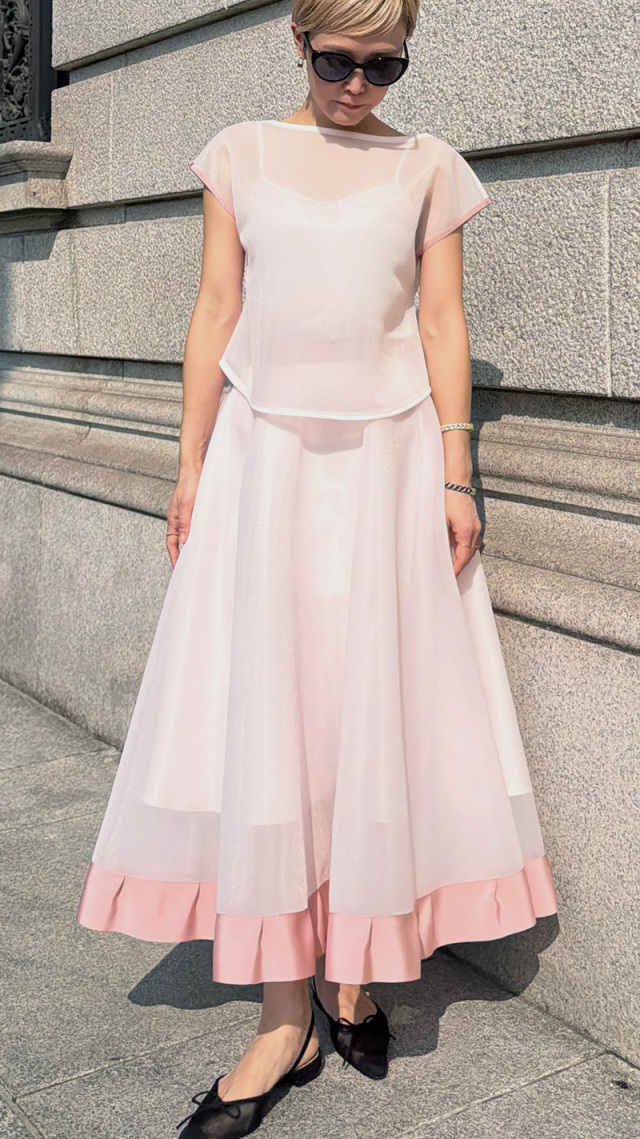 シアー立体スカート（日本生地）