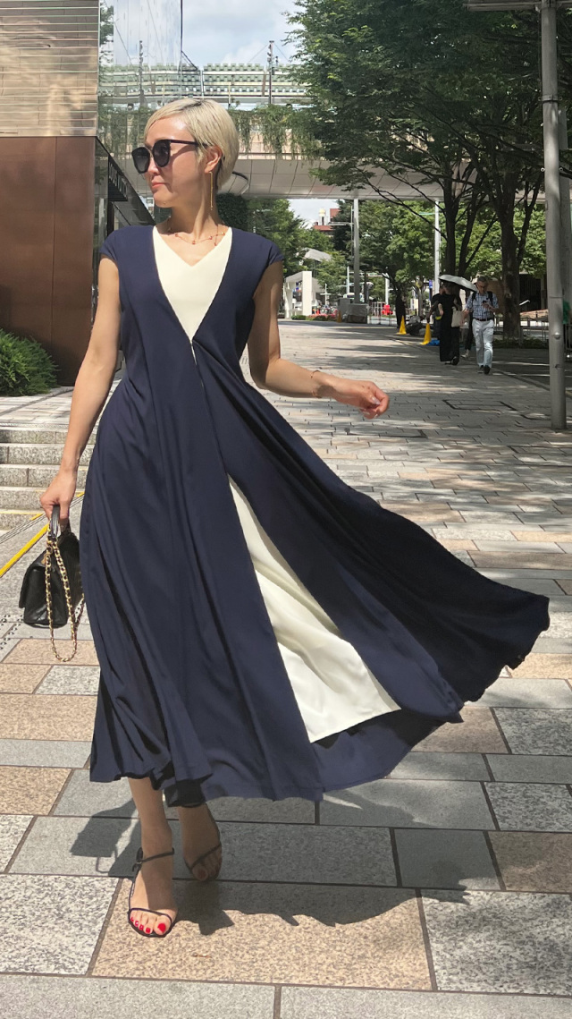 2WAYレイヤードフレアワンピース