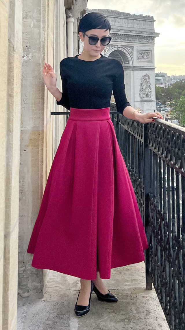 日本製ボリュームタック　フレアスカート