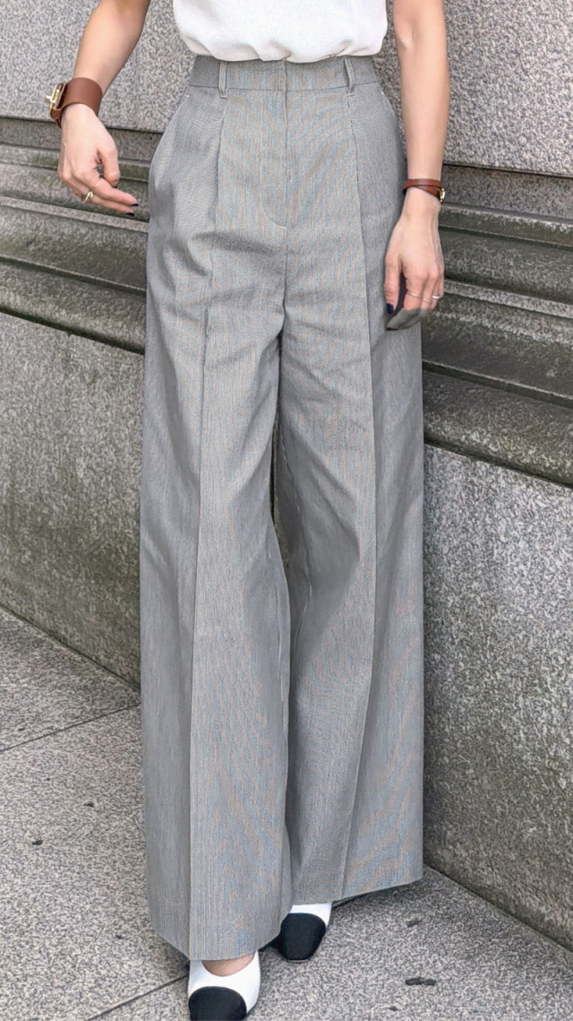 ストライプ美脚マリンパンツ（eco素材）