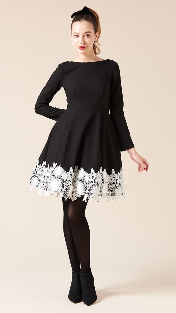 ラグジュアリーレースヘムワンピース